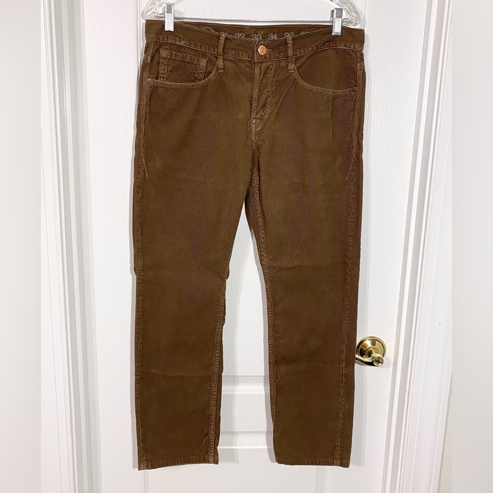 Earnest Sewn Slim Straight Taper Corduroy Pants Jeans Brown Men’s 33/27.5 Short